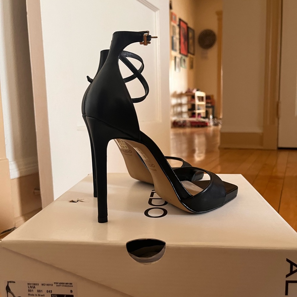 ALDO Black ankle strap heel size 7